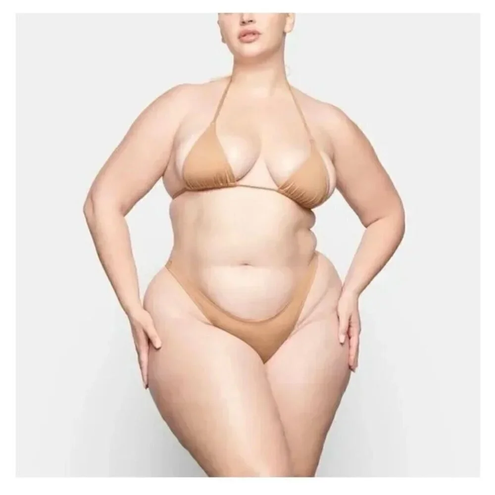 SKIMS MICRO TANGA BIKINI BOTTOMS SWIM, OCHRE, BEACH, VACATION, PLUS SIZE, 4X